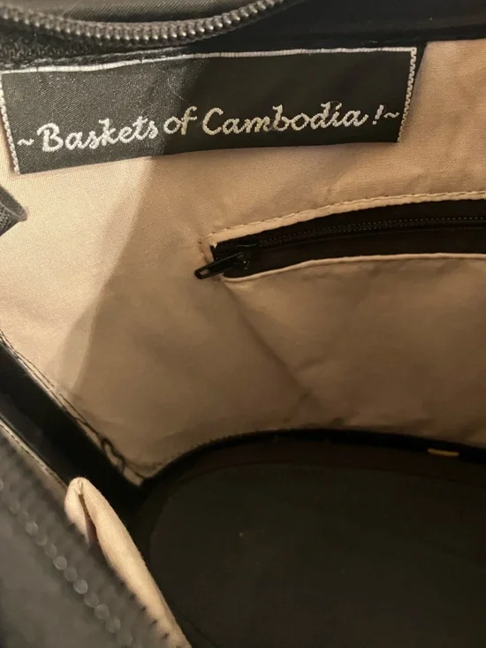 Boho Woven Shoulder Bag Baskets of Cambodia Artisan Fair Trade Handbag - Picture 5 of 7